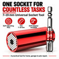 Universal Socket Tool – 7–19mm Self-Adjusting Grip Socket with Drill Adapter