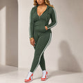 ✨ Sporty Everyday Comfort | Women's Striped Zip-Up Hoodie & Pants 2-Piece Set