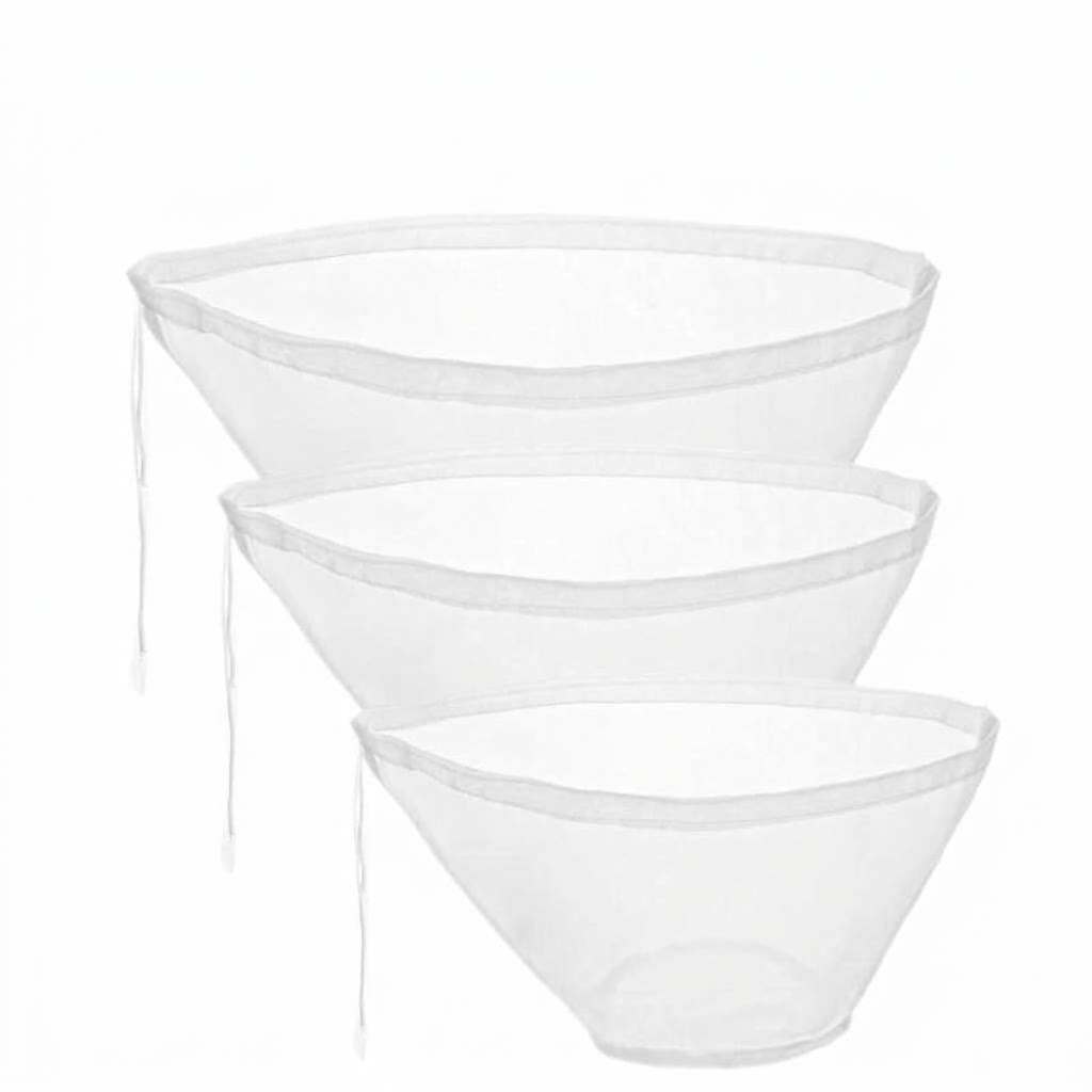 3Pcs Bowl-Shaped Nylon Nut Milk Bag, Reusable Strainer Bags 🥛