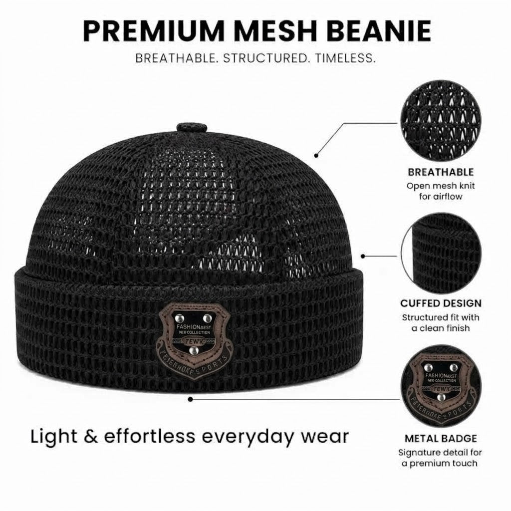 Men's 3-Pack Feather-Soft Blended Yarns Mesh Netting Beanies
